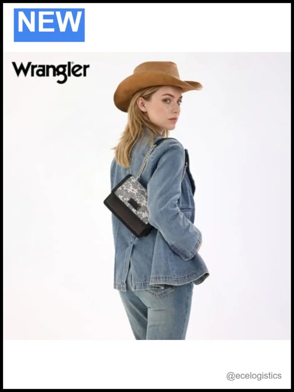 Wrangler Flap Crossbody Bag with Detachable Wristlet Wallet & Chain Strap,